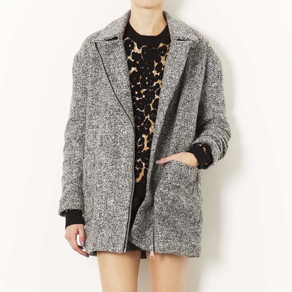 Topshop Tweed Ovoid Zipper coat